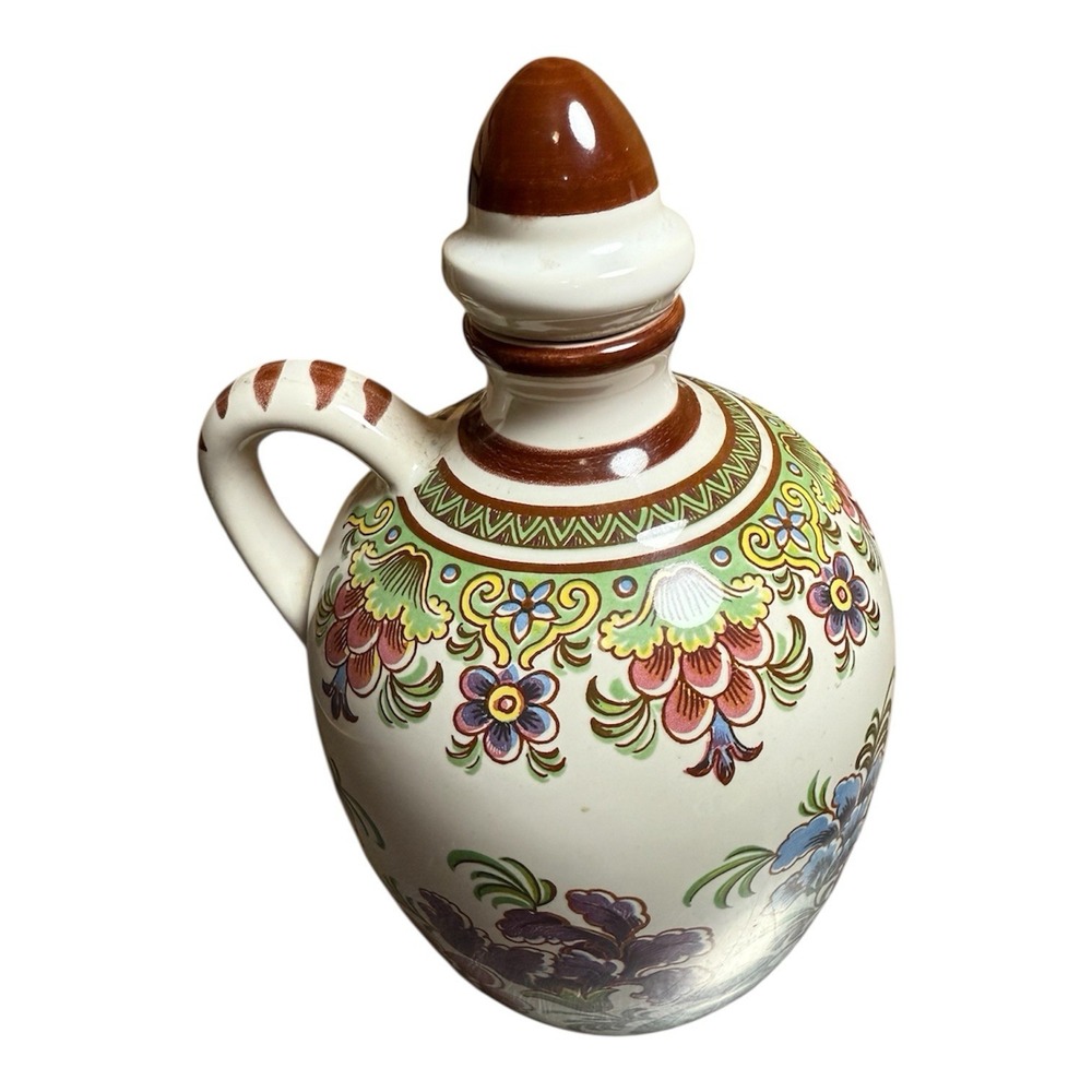 Vintage Ulmer Keramik West Germany Hand Painted Floral Ceramic Jug Bottle 0.7L